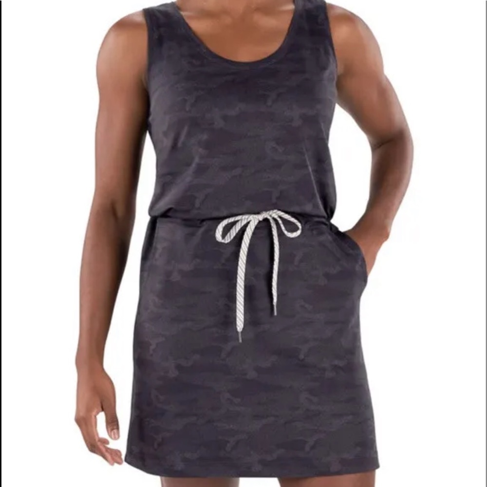 Member's Mark Women's Favorite Soft Pullover Drawstring Dress Black Camo Sz M